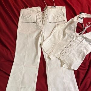 Fashion Nova White Lace-Up Halter Outfit